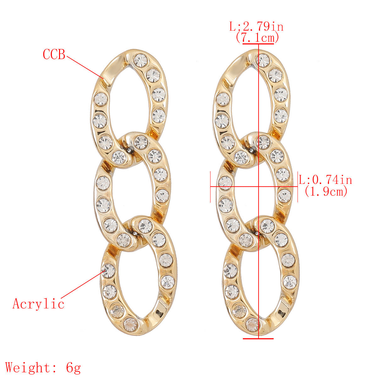 Oval CCB Diamond Acrylic Earrings Women