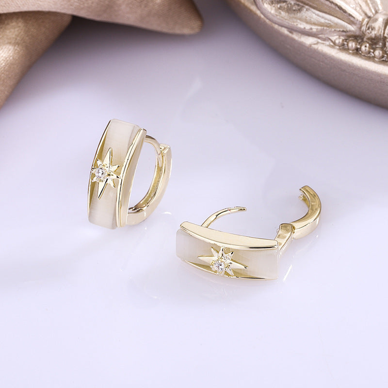 Shell Earrings Women Retro Style Lightning Diamond Earrings