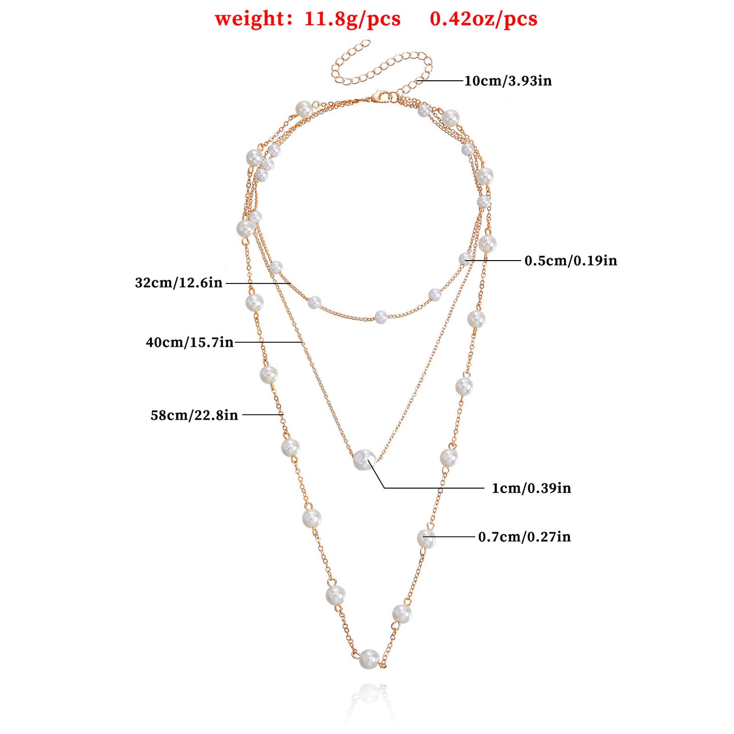 Accessories Baroque Multilayer Eyelet Chain Pearl Pendant Necklace