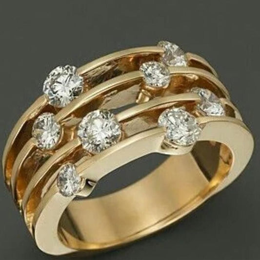 New Gold Inlaid Delicate Rhinestone Ring For Women