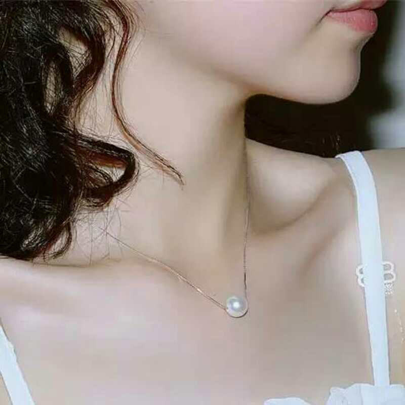 Pearl Necklace Pendant S925 Sterling Silver Box Chain