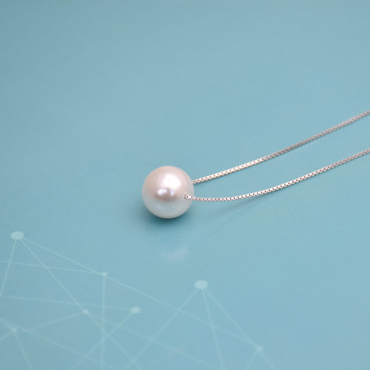 Pearl Necklace Pendant S925 Sterling Silver Box Chain