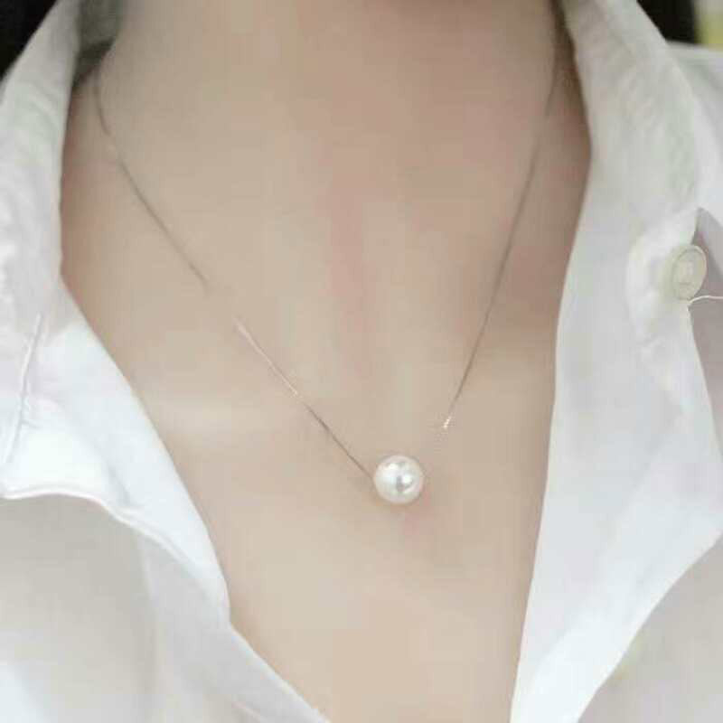 Pearl Necklace Pendant S925 Sterling Silver Box Chain