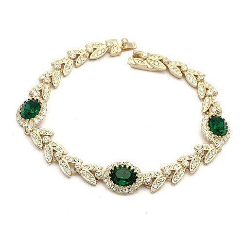 Fashion Bracelet Noble Emerald Crystal Maple Leaf Bracelet Tide