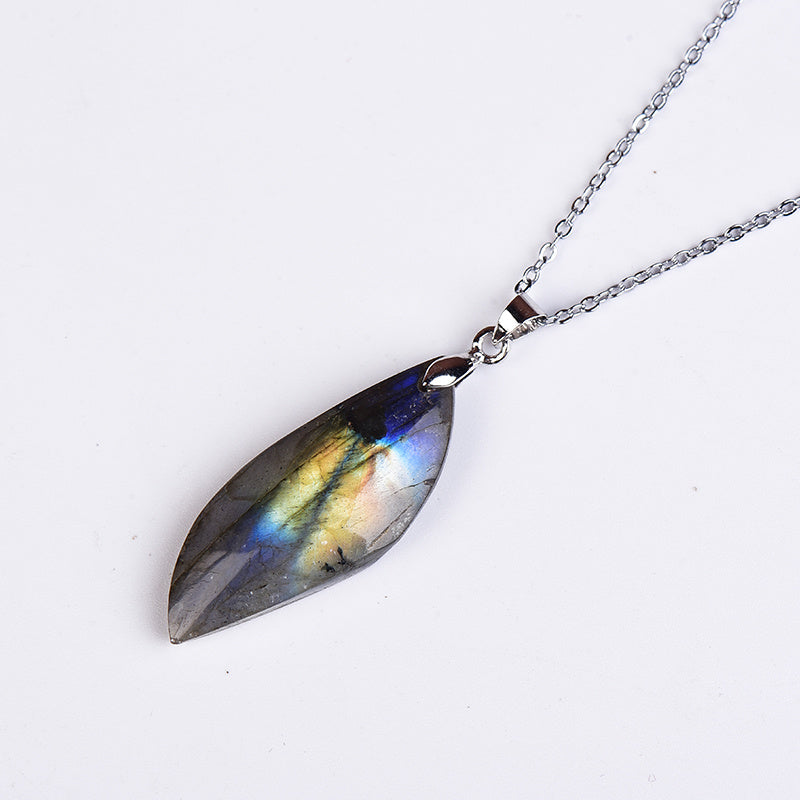 Natural Stone Unshaped Labradorite Pendant Clavicle Chain