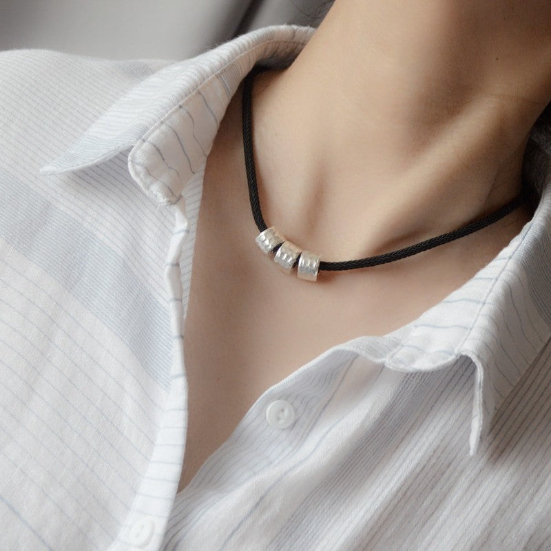 S925 Silver Personality Clavicle Punk Feather Necklace