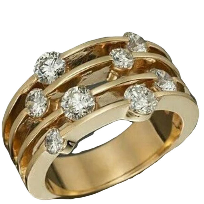 New Gold Inlaid Delicate Rhinestone Ring For Women