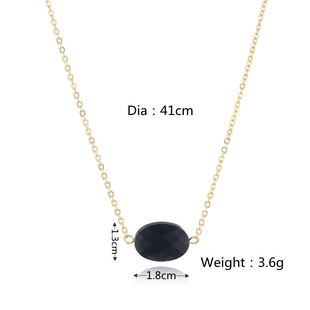 Small Design Sense Wild Natural Stone Pendant Clavicle Chain Female